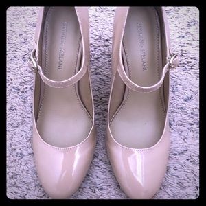 Antonio Melani patent nude heels.